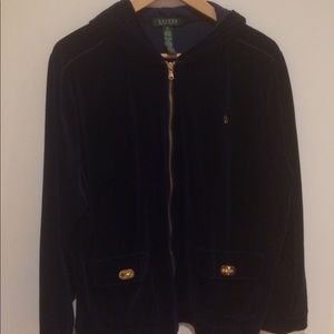 Navy Velvet Ralph Lauren Hooded Sweater